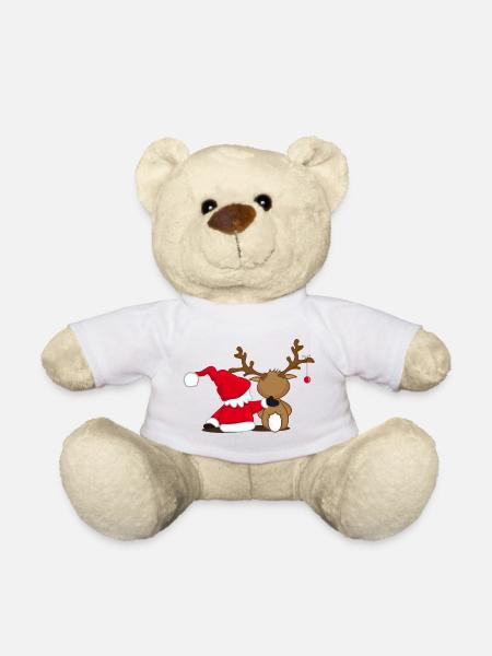 Santa Claus und Rentier - Teddy - Weiß