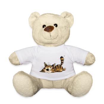 Méchant petit chat tigré noir - Nounours - blanc - Devant