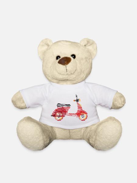 Retro Scooter – Abstract Doodle Drawing - Teddy Bear - white