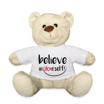 motivations shirt BELIEVE IN YOURSELF - Teddy - Weiß - Vorne