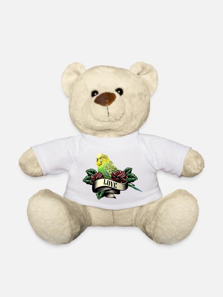 Budgerigar bird gift tattoo love parrot - Teddy Bear - white