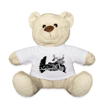 Antikes Motorrad (nur schwarz) - Teddy - Weiß - Vorne