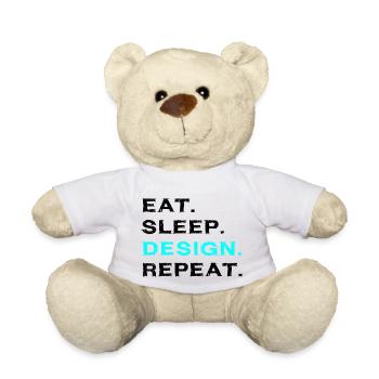 Eat Sleep Design Répéter Drôle graphiste - Nounours - blanc - Devant