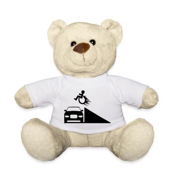Wheelchair user jumps over a ramp # - Teddy Bear - white - Front