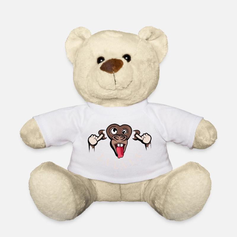 funny monkey lalala symbol illustration tongue - Teddy Bear - white