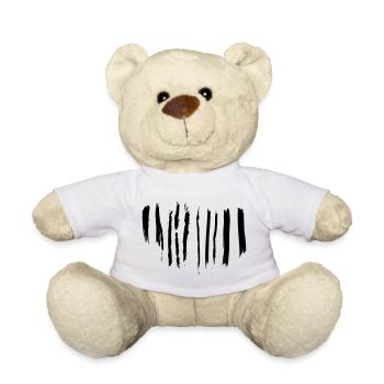 Schwarz-weiße Pinselstriche - Teddy - Weiß - Vorne