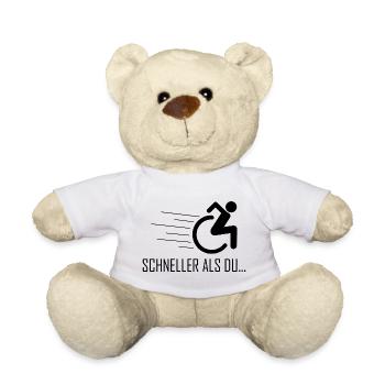 Behinderung schwarzer Humor Rollstuhl Handicap - Teddy - Weiß - Vorne