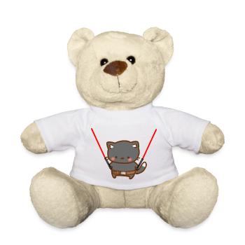 Chat mignon avec sabre laser rouge et un gür - Nounours - blanc - Devant
