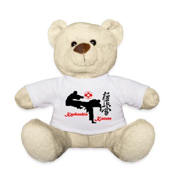 Kyokushin karaté KO coup de pied avec signe kanku - Nounours - blanc - Devant
