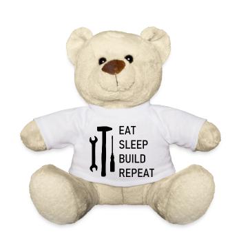 Eat Sleep Build Repeat black - Teddy Bear - white - Front