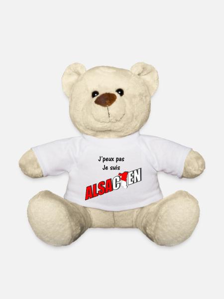 T-shirt humour alsace Jpeux pas jsuis alsacien - Nounours - blanc