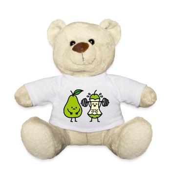 Weightlifting pear funny gym bodybuilding workout - Teddy Bear - white - Front