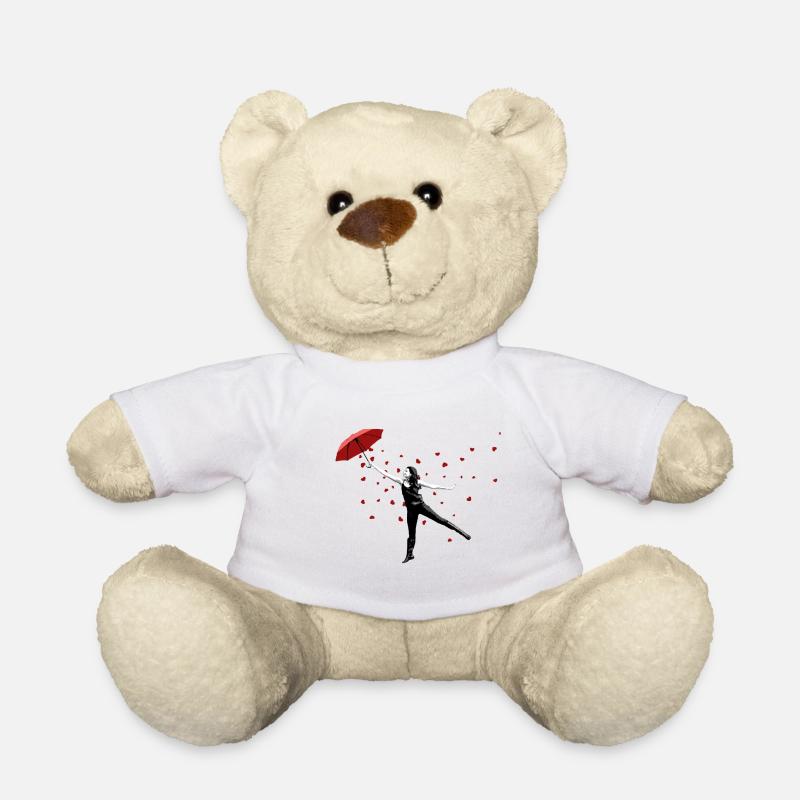 Öffne Deinen Schirm und es regnet Herzen Streetart - Teddy - Weiß