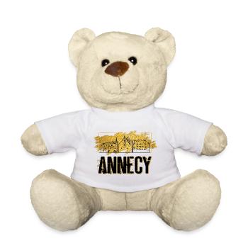 Annecy France Ville Skyline Patrie Amour Or - Nounours - blanc - Devant