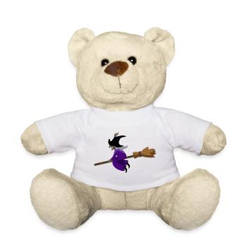 La sorcière vole sur le balai - Nounours - blanc - Devant