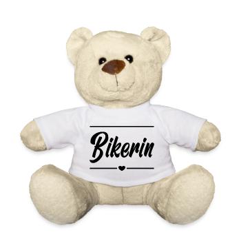 Bikerin Herz Motorradfahrerin Biker Girl Frau Bike - Teddy - Weiß - Vorne