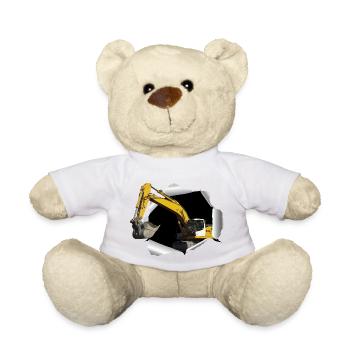 Bagger buddelt sich durchs T-Shirt - Teddy - Weiß - Vorne
