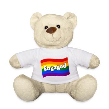 Gay Pride gay people engaged gay fiancée fiancee - Nounours - blanc - Devant