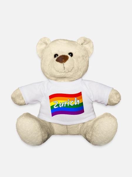 Gay Pride Zürich Schweiz Regenbogenflagge LGBTQ - Teddy - Weiß