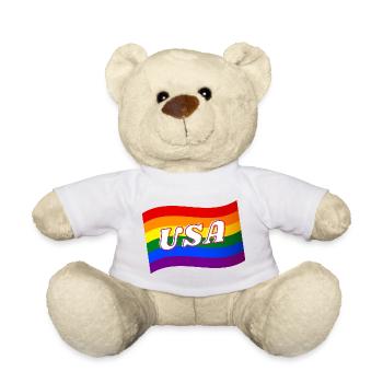 Gay Pride USA Amérique drapeau arc-en-ciel FIERTÉ LGBTQ - Nounours - blanc - Devant
