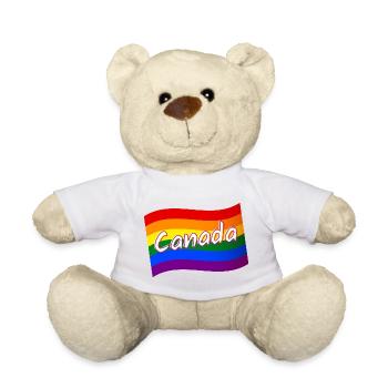 Gay Pride Canada Canadian rainbow flag LGBT LGBTQ - Teddy Bear - white - Front