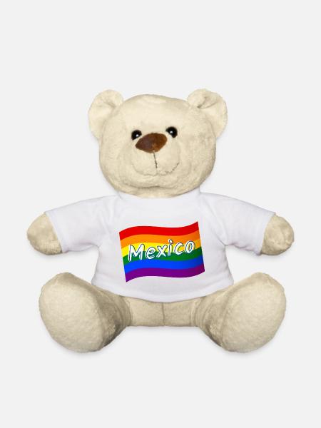 Gay Pride Mexico Mexican rainbow flag LGBT LGBTQ - Teddy Bear - white