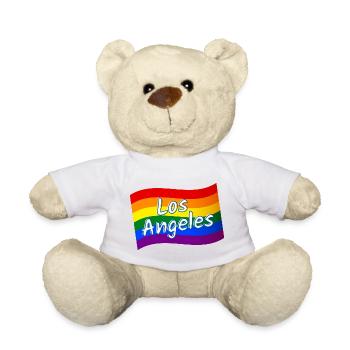 Gay Pride Los Angeles rainbow flag LGBT LGBTQ - Teddy Bear - white - Front