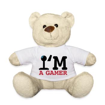 A Gamer Bold Typography - Teddy Bear - white - Front