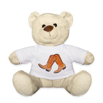 extravagant western boots with flame pattern - Teddy Bear - white - Front