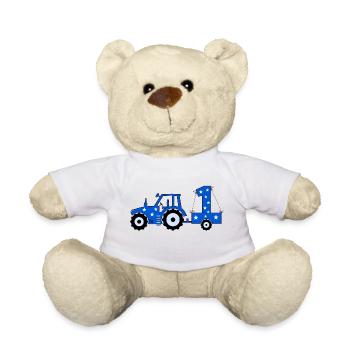 1st birthday tractor - Teddy Bear - white - Front