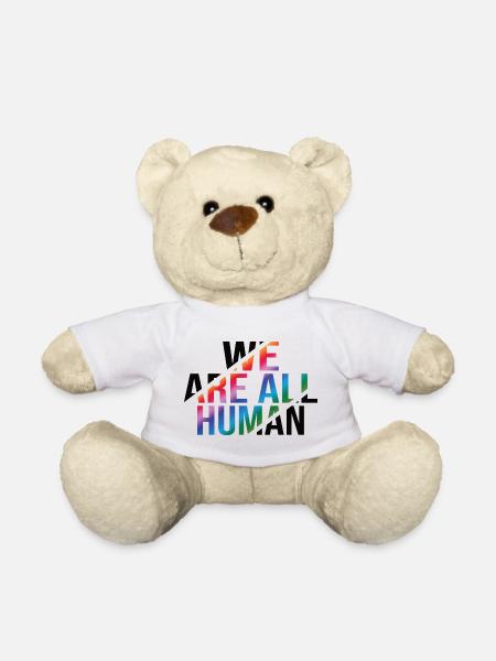 We Are All Human Regenbogen Pride CSD - Teddy - Weiß