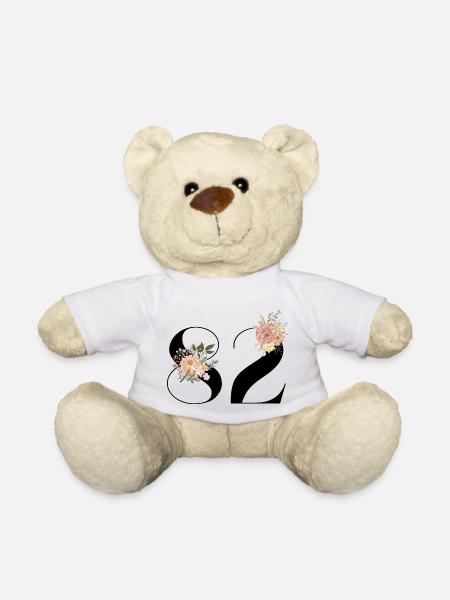 82e anniversaire fleuris (Cadeau de 82 ans) - Nounours - blanc