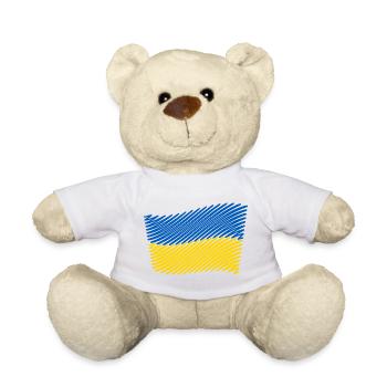 Ukraine Flagge Skizze (Blau - Gelb) - Teddy - Weiß - Vorne