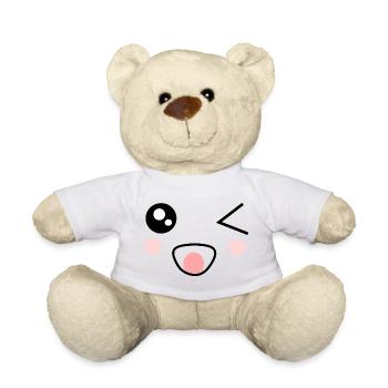 Kawaii Face Funny Gift - Teddy Bear - white - Front