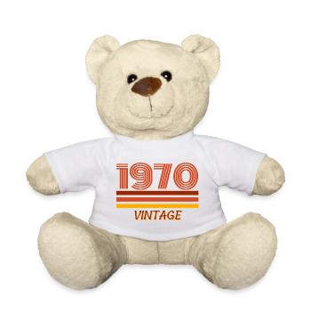 Year of birth, 1970, year 70, vintage - Teddy Bear - white - Front