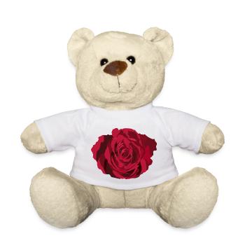 Red Rose - Teddy Bear - white - Front