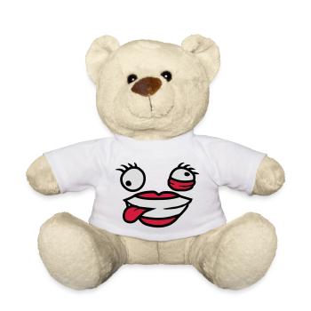 Verrücktes weibliches Comic Gesicht - Teddy - Weiß - Vorne
