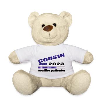 Cousin En 2023 Veuillez Patienter Futur Cousin - Nounours - blanc - Devant