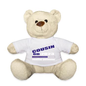 Cousin En 2023 Veuillez Patienter Futur Cousin - Nounours - blanc - Devant
