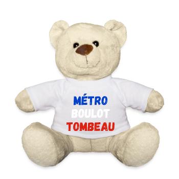 métro boulot tombeau - Nounours - blanc - Devant
