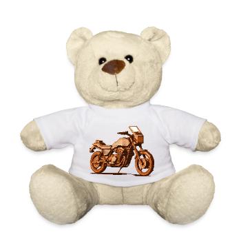 Moto dans un magnifique graphisme vectoriel rétro 8 bits - Nounours - blanc - Devant