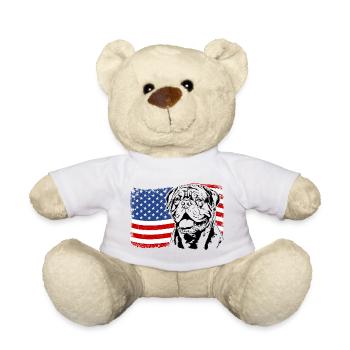 Dogue de Bordeaux Amerika Fahne Hunde Wilsigns - Teddy - Weiß - Vorne