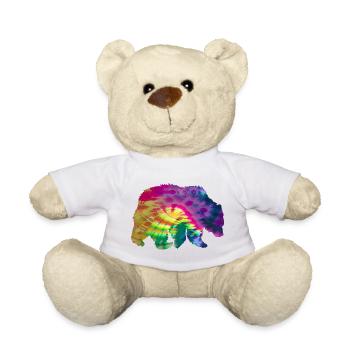 Bär Silhouette Tie Dye Batik Muster - Teddy - Weiß - Vorne