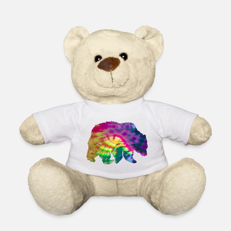 Bär Silhouette Tie Dye Batik Muster - Teddy - Weiß
