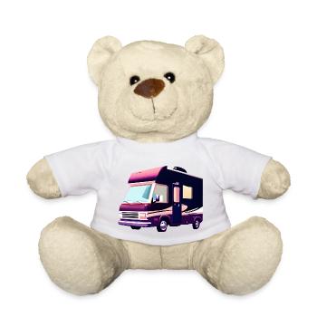 Caravan Gift Camp Camping Camping Motorhome - Teddy Bear - white - Front