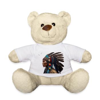 Indians with large headdresses - Teddy Bear - white - Front