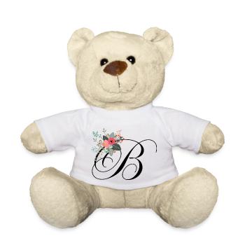 Letter b flowers - Teddy Bear - white - Front