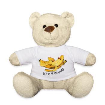 Let's go Bananas Watercolor Funny Quote - Teddy Bear - white - Front