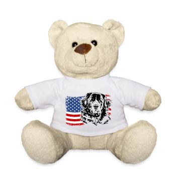 Landseer America Flag Dog Dogs Wilsigns - Teddy Bear - white - Front