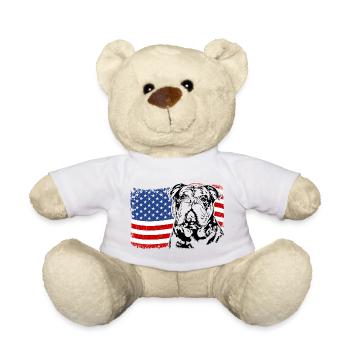 Old English Bulldog America Flag Dogs Wilsigns - Teddy Bear - white - Front